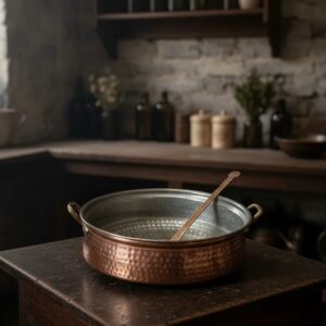 copper biryani deg with ladle